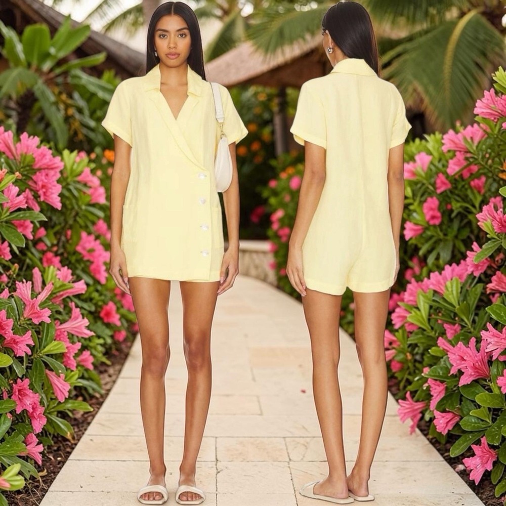 NEW Show‎ Me Your MuMu Linen Blend Bicoastal Blazer Romper Coastal Travel XL